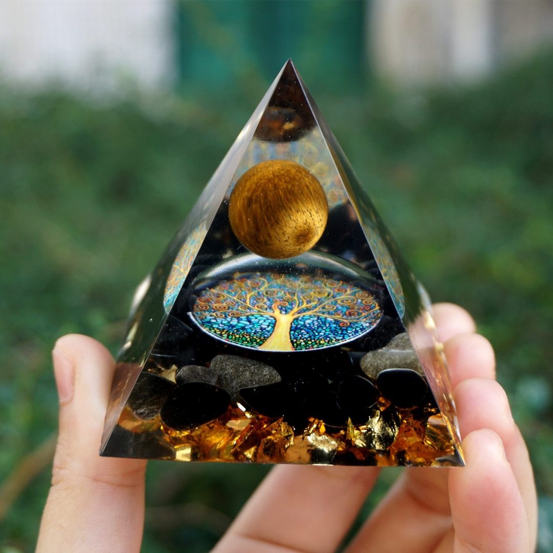 Orgonite Tiger's Eye Obsidian Pyramid