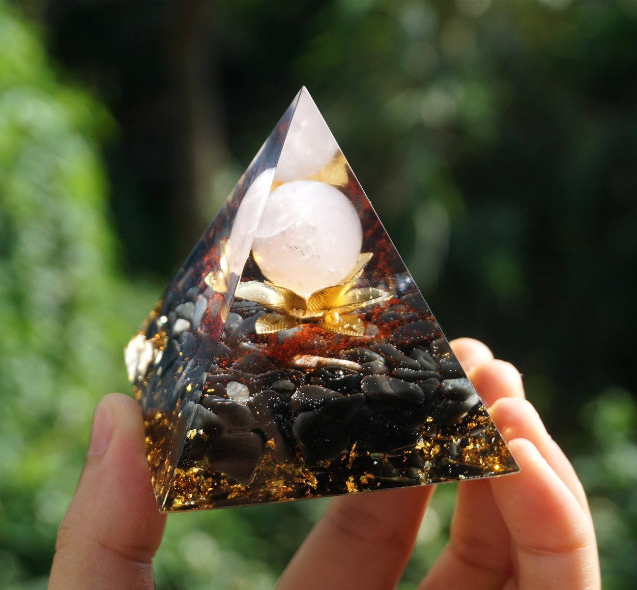 Rose Quartz Obsidian Pyramid