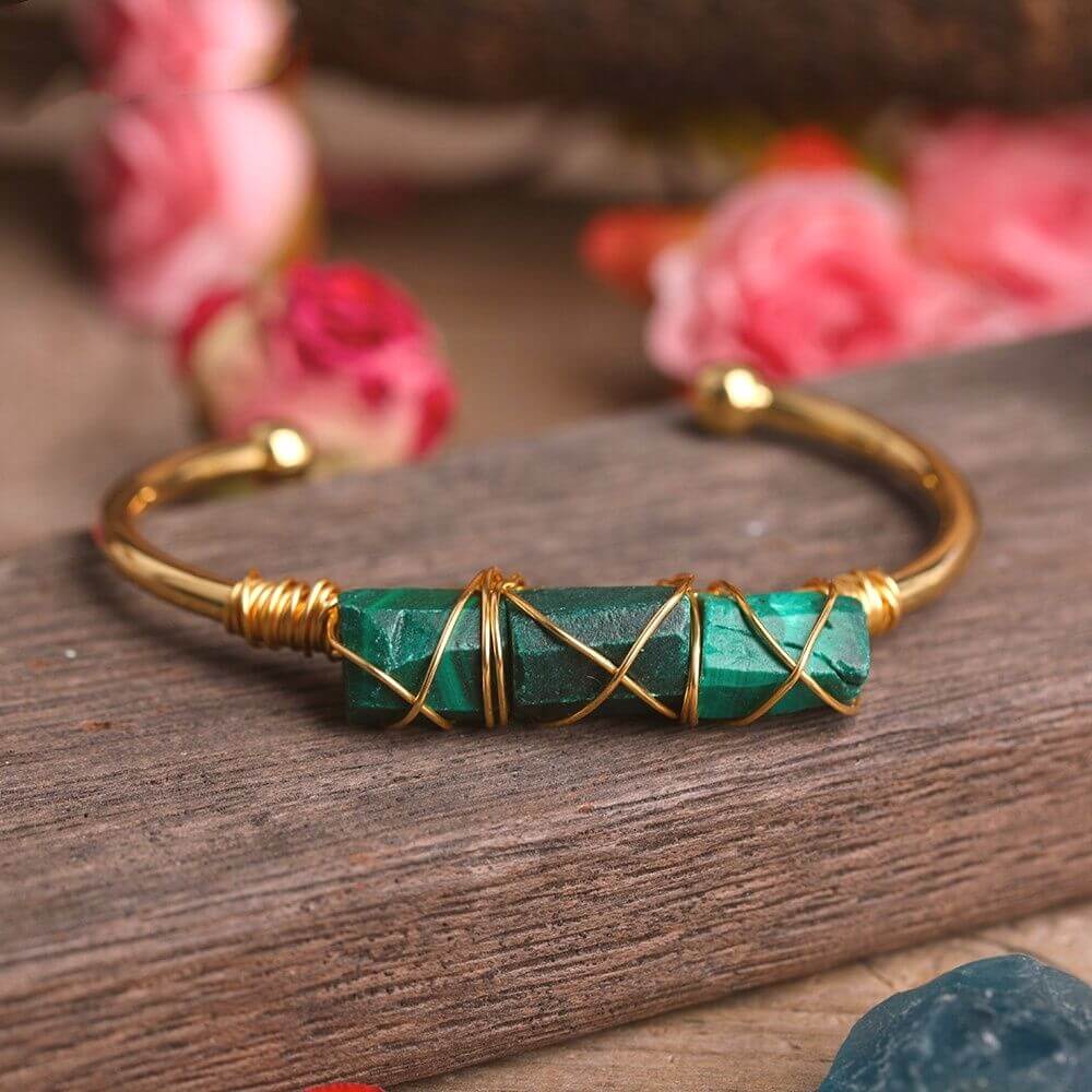 Positive Change Green Malachite Bangle