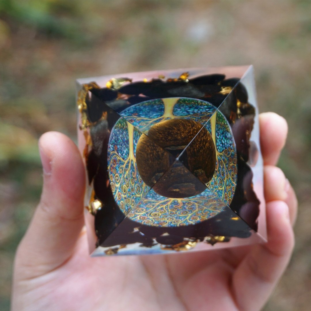 Orgonite Tiger's Eye Obsidian Pyramid