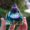 Om Amethyst & Blue Quartz Pyramid